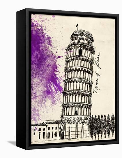Tower of Pisa in Pen-Morgan Yamada-Framed Stretched Canvas
