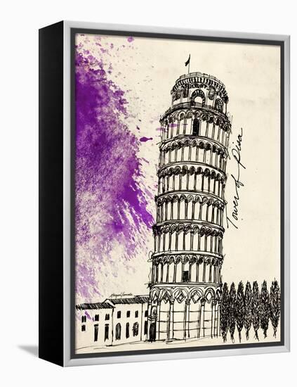 Tower of Pisa in Pen-Morgan Yamada-Framed Stretched Canvas