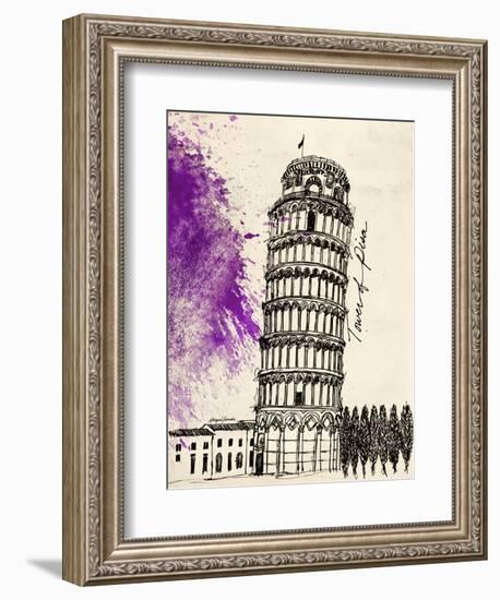 Tower of Pisa in Pen-Morgan Yamada-Framed Art Print