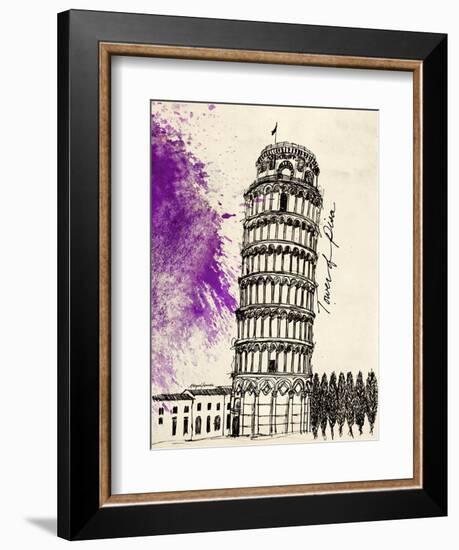 Tower of Pisa in Pen-Morgan Yamada-Framed Art Print