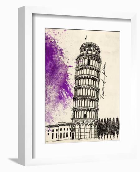 Tower of Pisa in Pen-Morgan Yamada-Framed Art Print