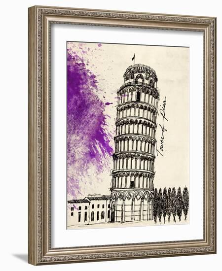 Tower of Pisa in Pen-Morgan Yamada-Framed Art Print