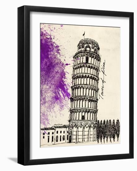 Tower of Pisa in Pen-Morgan Yamada-Framed Art Print