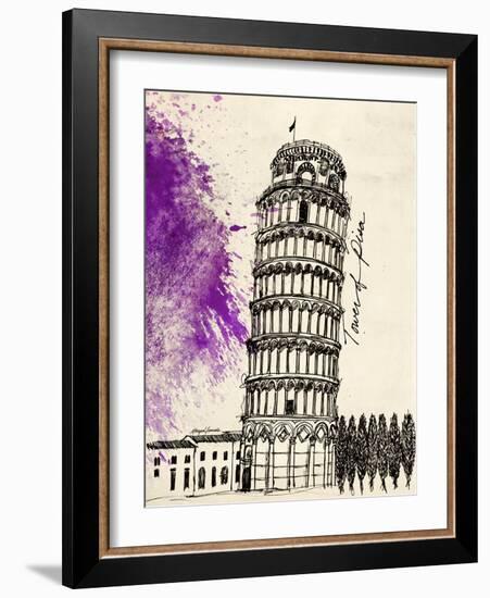 Tower of Pisa in Pen-Morgan Yamada-Framed Art Print