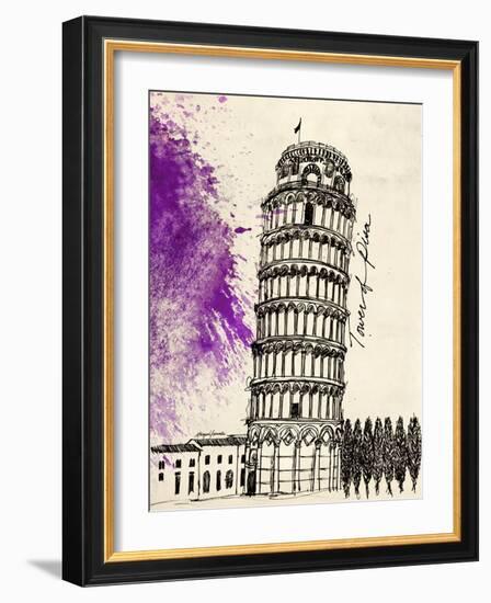 Tower of Pisa in Pen-Morgan Yamada-Framed Art Print