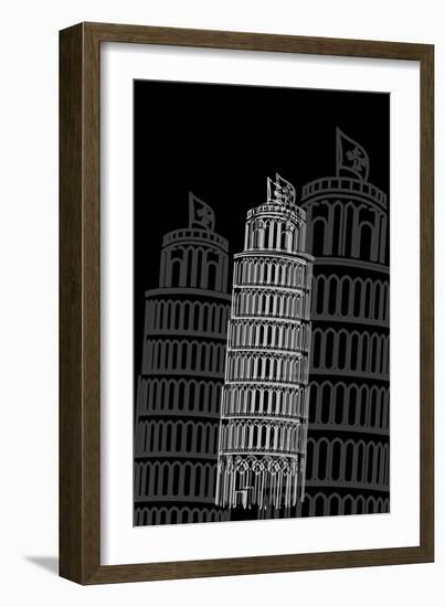 Tower of Pisa Night-Cristian Mielu-Framed Art Print