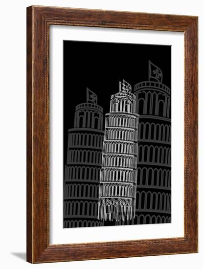 Tower of Pisa Night-Cristian Mielu-Framed Art Print