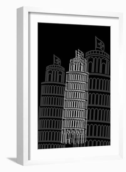 Tower of Pisa Night-Cristian Mielu-Framed Art Print