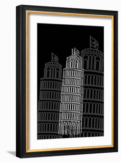 Tower of Pisa Night-Cristian Mielu-Framed Art Print