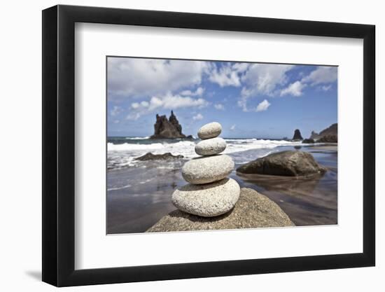 Tower of Stones at Playa De Benijo, Tenerife-Uwe Merkel-Framed Photographic Print