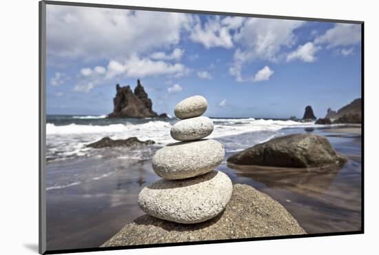 Tower of Stones at Playa De Benijo, Tenerife-Uwe Merkel-Mounted Photographic Print