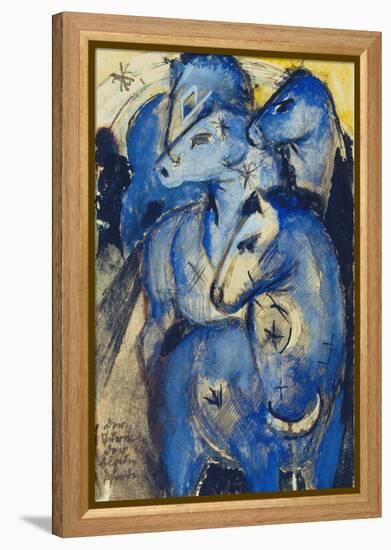 Tower of the Blue Horses, 1913 (Postcard to Else Lasker-Schueler)-Franz Marc-Framed Premier Image Canvas