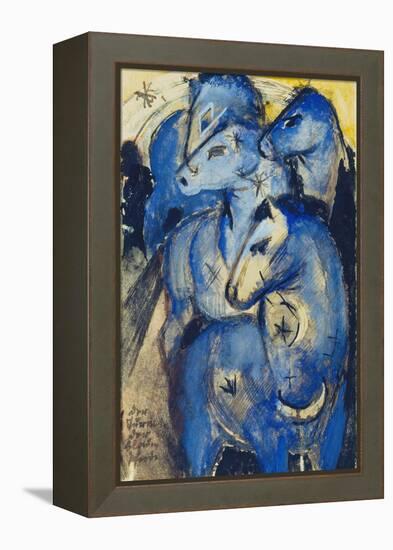 Tower of the Blue Horses, 1913 (Postcard to Else Lasker-Schueler)-Franz Marc-Framed Premier Image Canvas