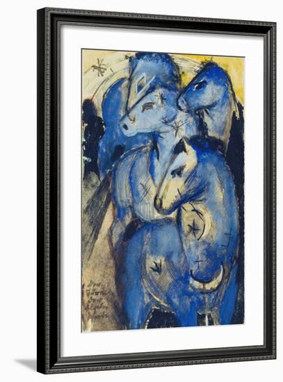 Tower of the Blue Horses, 1913 (Postcard to Else Lasker-Schueler)-Franz Marc-Framed Giclee Print