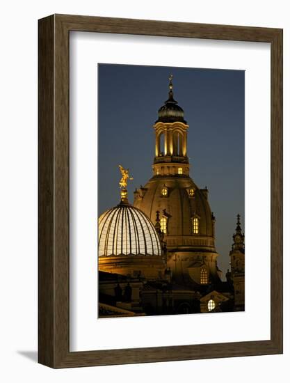 Tower of the Illuminated Church of Our Lady in the Evening-Uwe Steffens-Framed Photographic Print