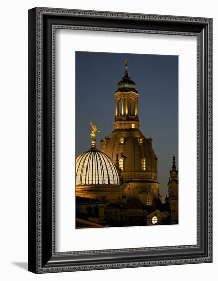 Tower of the Illuminated Church of Our Lady in the Evening-Uwe Steffens-Framed Photographic Print