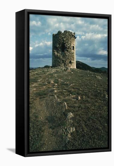 Tower on Cape Teulada, Sardinia, Italy-null-Framed Premier Image Canvas