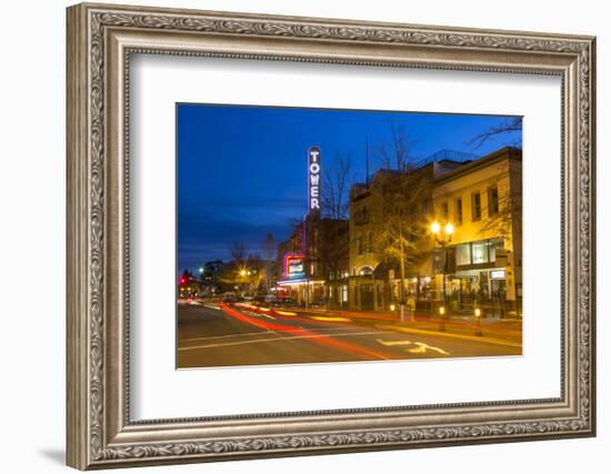 Tower Theatre on Wall Street at Dusk, Bend, Oregon, USA-Chuck Haney-Framed Photographic Print