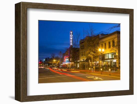 Tower Theatre on Wall Street at Dusk, Bend, Oregon, USA-Chuck Haney-Framed Photographic Print