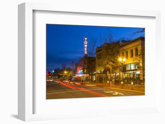 Tower Theatre on Wall Street at Dusk, Bend, Oregon, USA-Chuck Haney-Framed Photographic Print