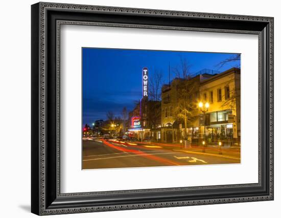 Tower Theatre on Wall Street at Dusk, Bend, Oregon, USA-Chuck Haney-Framed Photographic Print