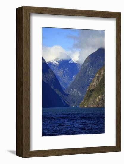 Towering Peaks and Narrow Gorge of Milford Sound on the South Island of New Zealand-Paul Dymond-Framed Photographic Print