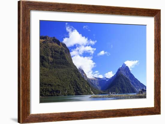 Towering Peaks and Narrow Gorge of Milford Sound on the South Island of New Zealand-Paul Dymond-Framed Photographic Print