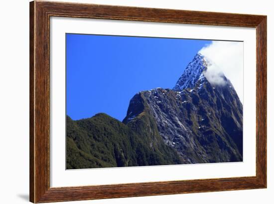 Towering Peaks and Narrow Gorge of Milford Sound on the South Island of New Zealand-Paul Dymond-Framed Photographic Print