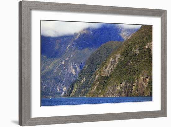 Towering Peaks and Narrow Gorge of Milford Sound on the South Island of New Zealand-Paul Dymond-Framed Photographic Print