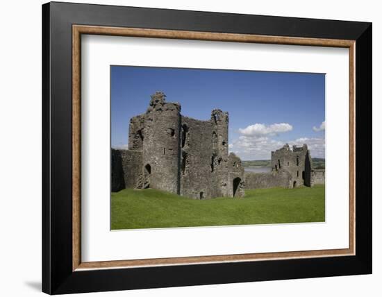 Towers and Wall Inside Llansteffan Castle, Llansteffan, Carmarthenshire, Wales, United Kingdom-Julian Pottage-Framed Photographic Print