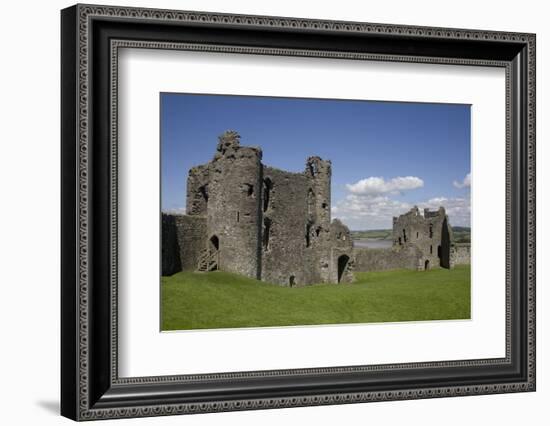 Towers and Wall Inside Llansteffan Castle, Llansteffan, Carmarthenshire, Wales, United Kingdom-Julian Pottage-Framed Photographic Print