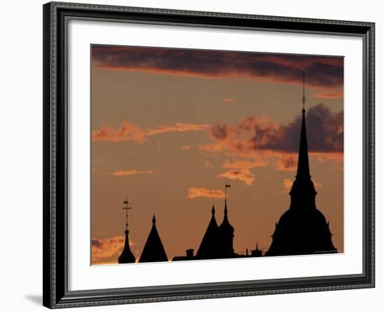 Towers of Mariahissen Along the Skyline at Sunset, Stockholm, Sweden-Russell Young-Framed Photographic Print