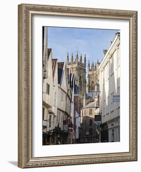 Towers of the Minster from Petergate, York, Yorkshire, England, United Kingdom, Europe-Mark Sunderland-Framed Photographic Print