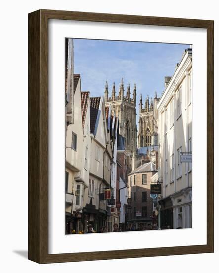 Towers of the Minster from Petergate, York, Yorkshire, England, United Kingdom, Europe-Mark Sunderland-Framed Photographic Print