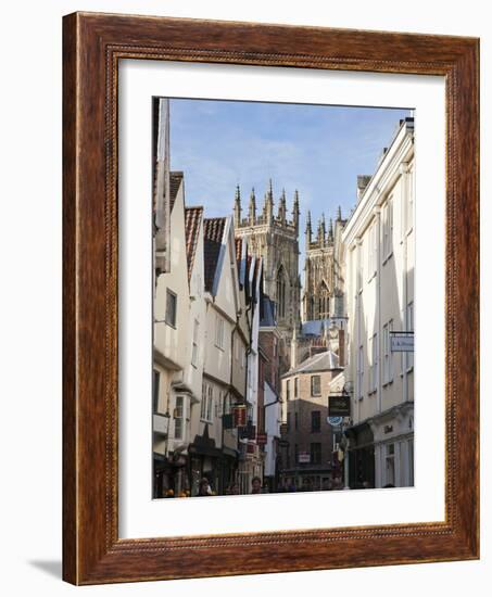 Towers of the Minster from Petergate, York, Yorkshire, England, United Kingdom, Europe-Mark Sunderland-Framed Photographic Print