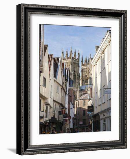 Towers of the Minster from Petergate, York, Yorkshire, England, United Kingdom, Europe-Mark Sunderland-Framed Photographic Print