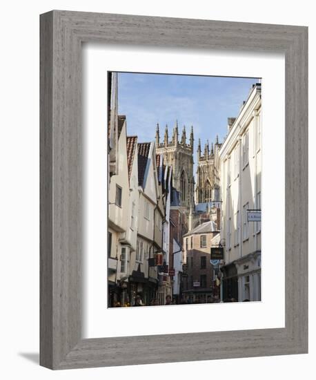 Towers of the Minster from Petergate, York, Yorkshire, England, United Kingdom, Europe-Mark Sunderland-Framed Photographic Print