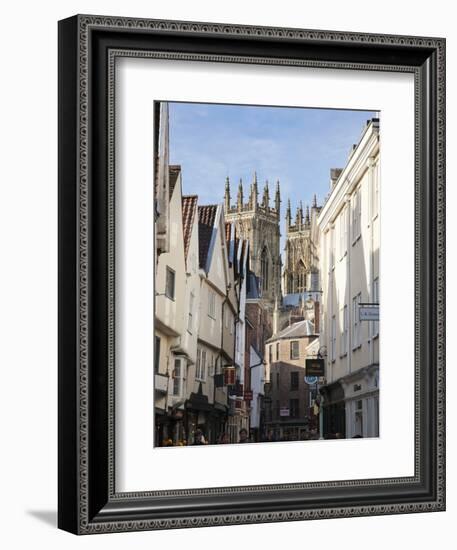 Towers of the Minster from Petergate, York, Yorkshire, England, United Kingdom, Europe-Mark Sunderland-Framed Photographic Print