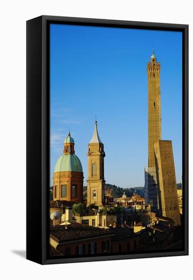 Towers of Torre Degli Asinelli and Torre Garisenda, Bologna, Emilia Romagna, Italy, Europe-Bruno Morandi-Framed Premier Image Canvas