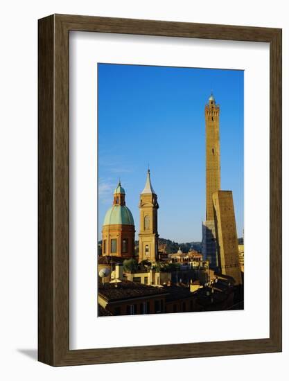 Towers of Torre Degli Asinelli and Torre Garisenda, Bologna, Emilia Romagna, Italy, Europe-Bruno Morandi-Framed Photographic Print