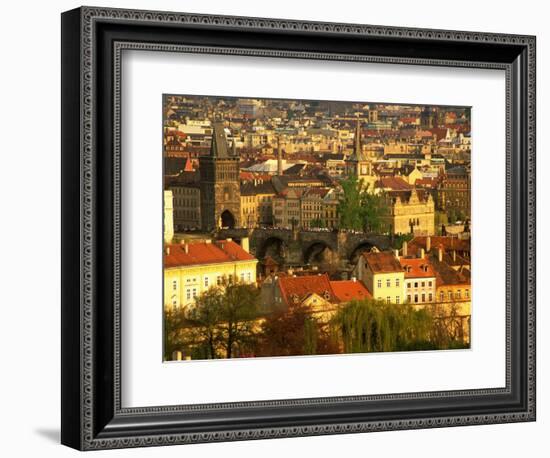 Town and Charles Bridge, Prague, Czech Republic-Peter Adams-Framed Photographic Print