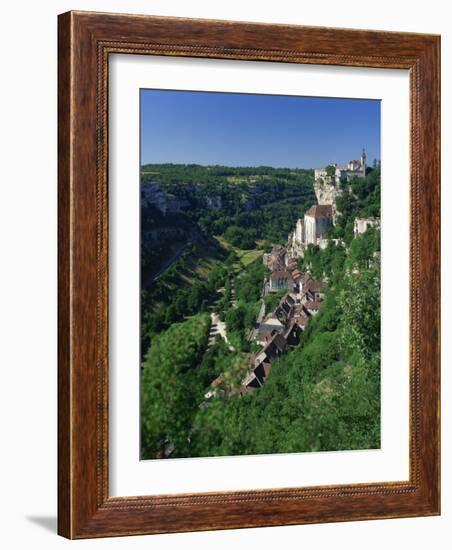 Town and Church Overlook a Green Valley at Rocamadour, Lot, Midi Pyrenees, France, Europe-Richardson Rolf-Framed Photographic Print