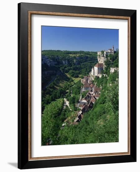 Town and Church Overlook a Green Valley at Rocamadour, Lot, Midi Pyrenees, France, Europe-Richardson Rolf-Framed Photographic Print