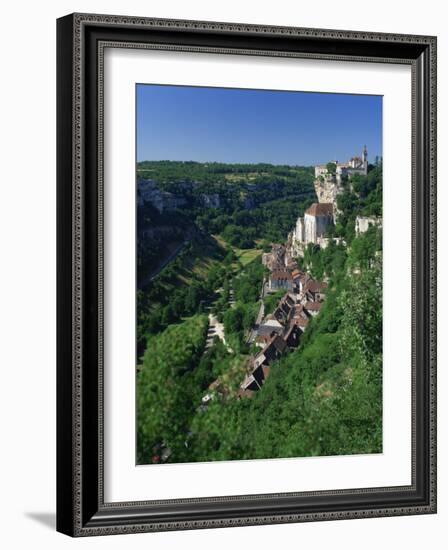 Town and Church Overlook a Green Valley at Rocamadour, Lot, Midi Pyrenees, France, Europe-Richardson Rolf-Framed Photographic Print