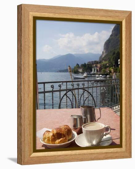 Town and Lakeside Cafe, Menaggio, Lake Como, Lombardy, Italian Lakes, Italy, Europe-Frank Fell-Framed Premier Image Canvas