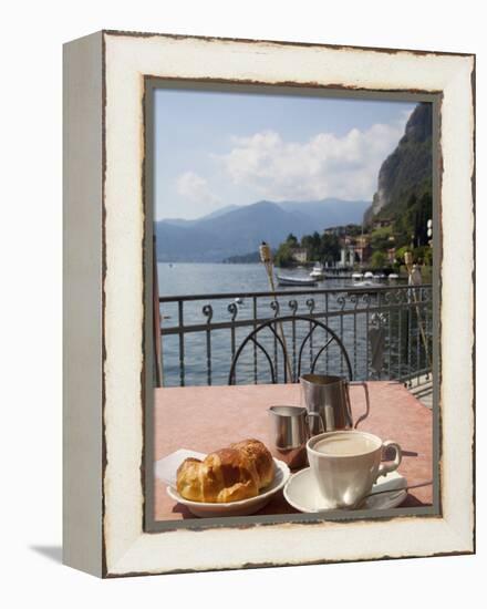 Town and Lakeside Cafe, Menaggio, Lake Como, Lombardy, Italian Lakes, Italy, Europe-Frank Fell-Framed Premier Image Canvas