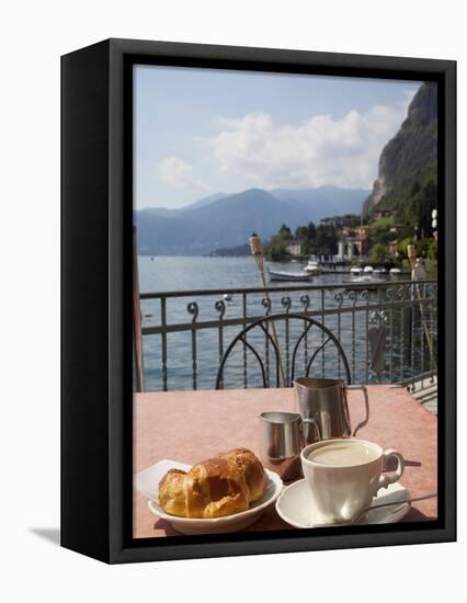 Town and Lakeside Cafe, Menaggio, Lake Como, Lombardy, Italian Lakes, Italy, Europe-Frank Fell-Framed Premier Image Canvas