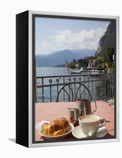 Town and Lakeside Cafe, Menaggio, Lake Como, Lombardy, Italian Lakes, Italy, Europe-Frank Fell-Framed Premier Image Canvas