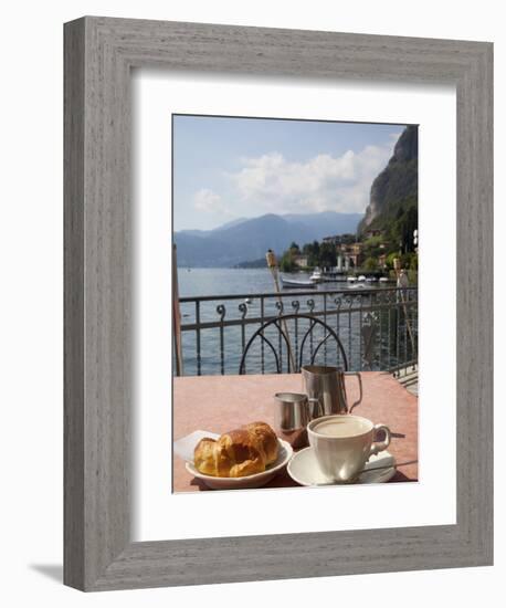 Town and Lakeside Cafe, Menaggio, Lake Como, Lombardy, Italian Lakes, Italy, Europe-Frank Fell-Framed Photographic Print