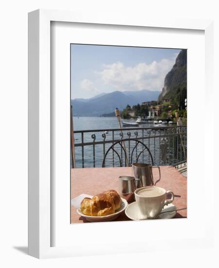 Town and Lakeside Cafe, Menaggio, Lake Como, Lombardy, Italian Lakes, Italy, Europe-Frank Fell-Framed Photographic Print